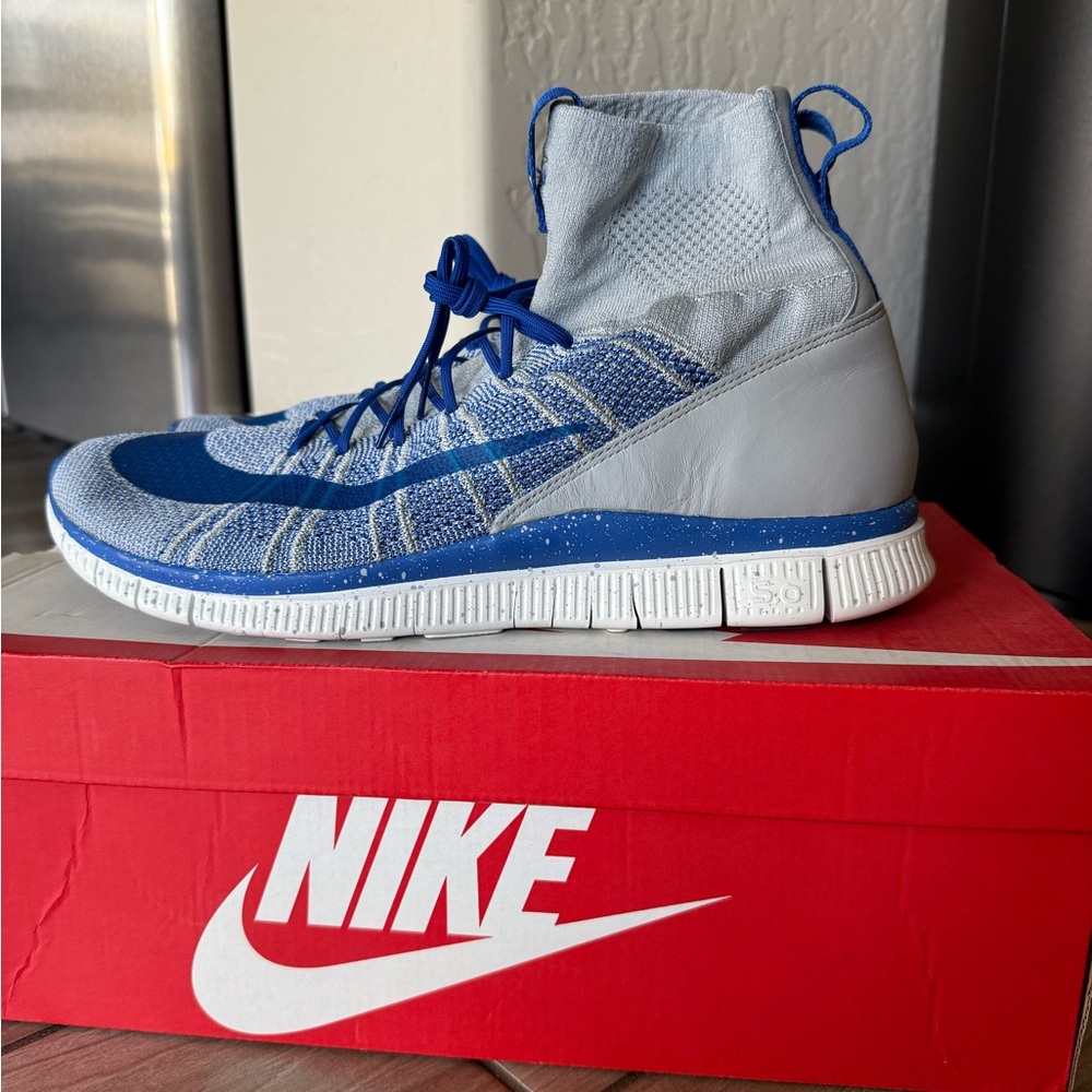 men's nike free flyknit mercurial wolf grey game royal size 13